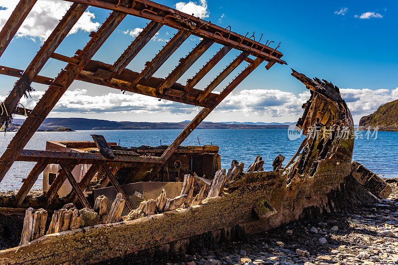 Diabaig village shipwreck, Torridon湖，苏格兰